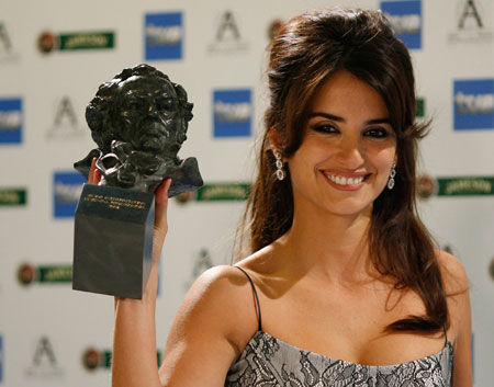 Spanish actress Penelope Cruz poses backstage during the Spanish Film Academy 