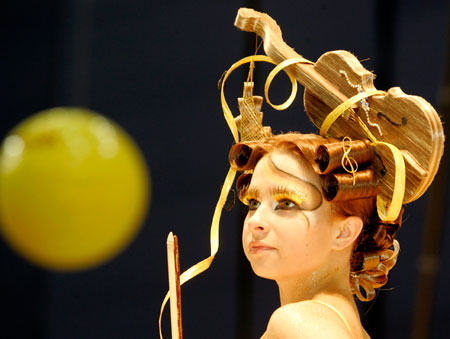 A model gets ready for the International Festival of Beauty in St. Petersburg February 22, 2007.