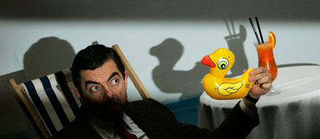 British actor Rowan Atkinson poses for the media to present his new movie 'Mr Bean's Holiday' in Berlin March 22, 2007