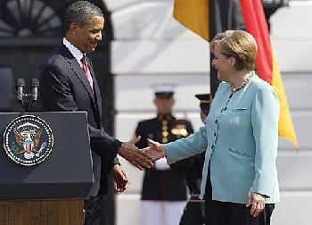 Obama, Merkel discuss Libya, economy, Mideast peace