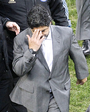 Argentina's coach Diego Maradona reacts in quarter-final match against Germany