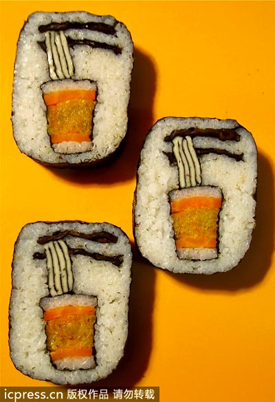 Tokyo chef makes art with sushi rolls