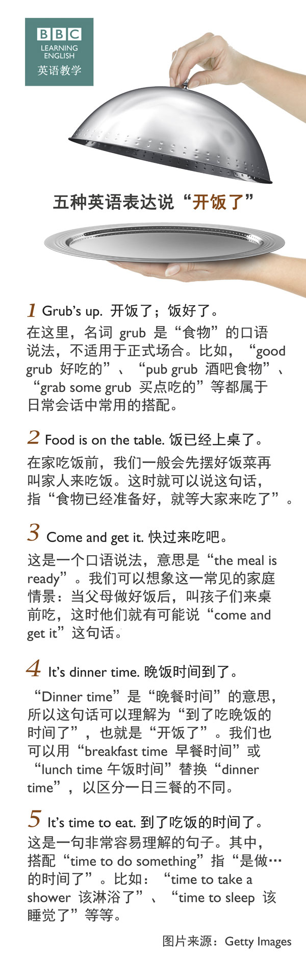 五種英語(yǔ)表達(dá)說“開飯了”