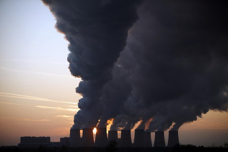 Steam billowing from power plants in Germany