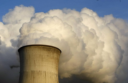 Steam billowing from power plants in Germany