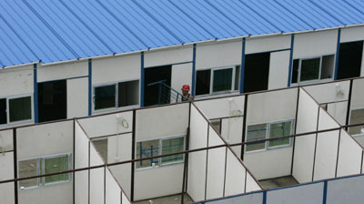 Temporary housing built for quake victims