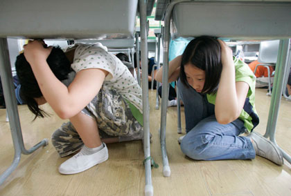 SK conducts earthquake drill