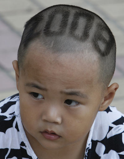 Olympic-themed haircut popular among Chinese kids