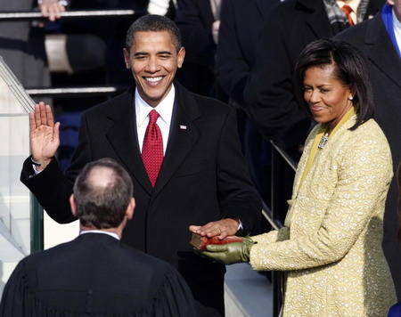 Obama sworn in as America's first black president