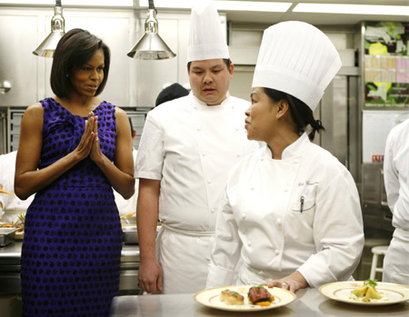 US first lady gives a dinner preview at White House