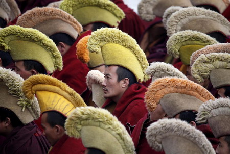 Monks exercise ahead of Tibetan new year