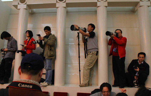 Reporters at the two sessions