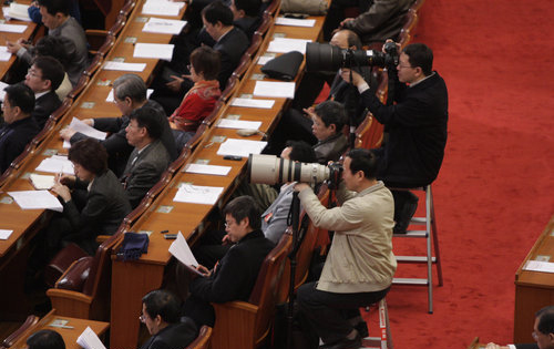 Reporters at the two sessions