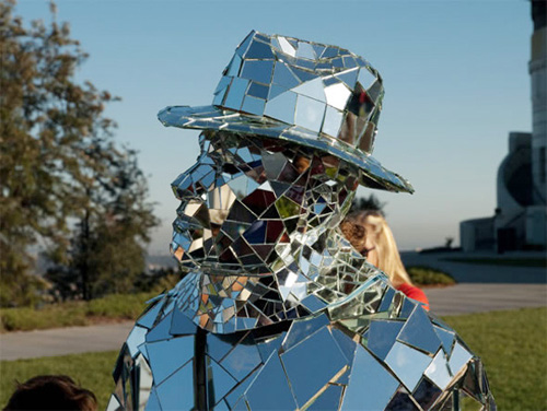 'Mirror Man' covered by glass fragments showy in LA