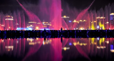 Expo music fountains fly on National Day