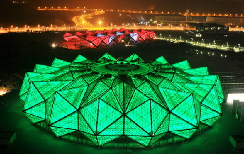 Stadium lights up for Universiade test