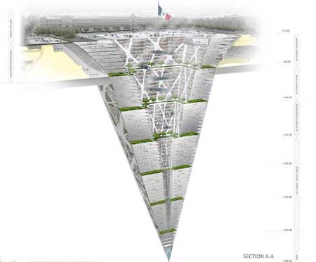 墨西哥欲建65層倒金字塔形“摩地大樓”